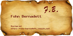 Fohn Bernadett névjegykártya